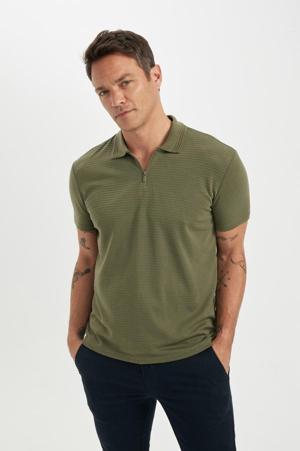 DEFACTO DEFACTO New Regular Fit Zippered Short Sleeve Basic Plain Polo T-Shirt