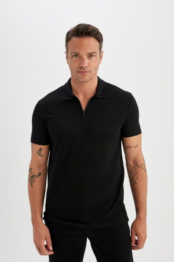 DEFACTO DEFACTO New Regular Fit Zippered Short Sleeve Polo T-Shirt