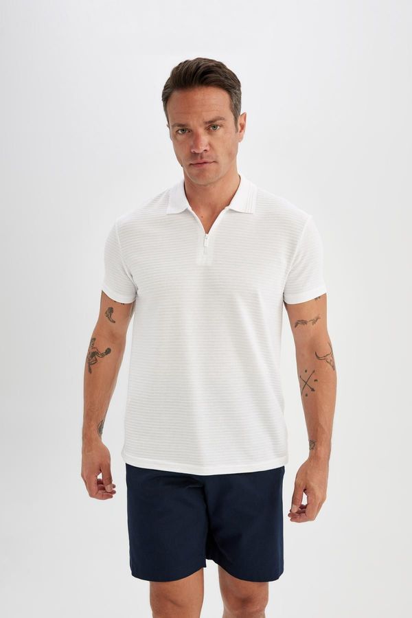 DEFACTO DEFACTO New Regular Fit Zippered Short Sleeve Polo T-Shirt