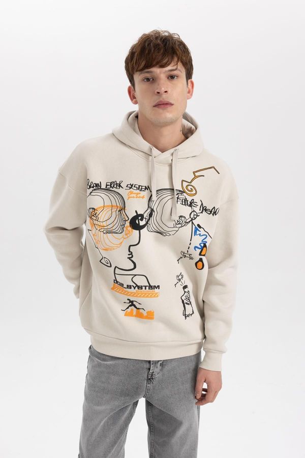 DEFACTO DEFACTO Oversize Fit Back Printed Hooded Sweatshirt