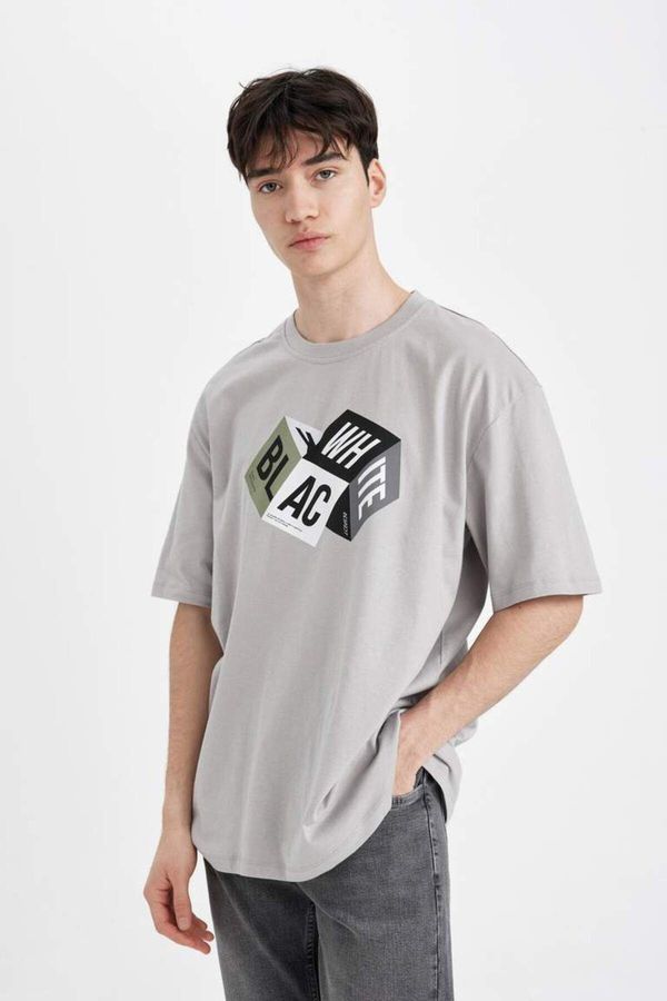 DEFACTO DEFACTO Oversize Fit Crew Neck Printed Short Sleeve T-Shirt