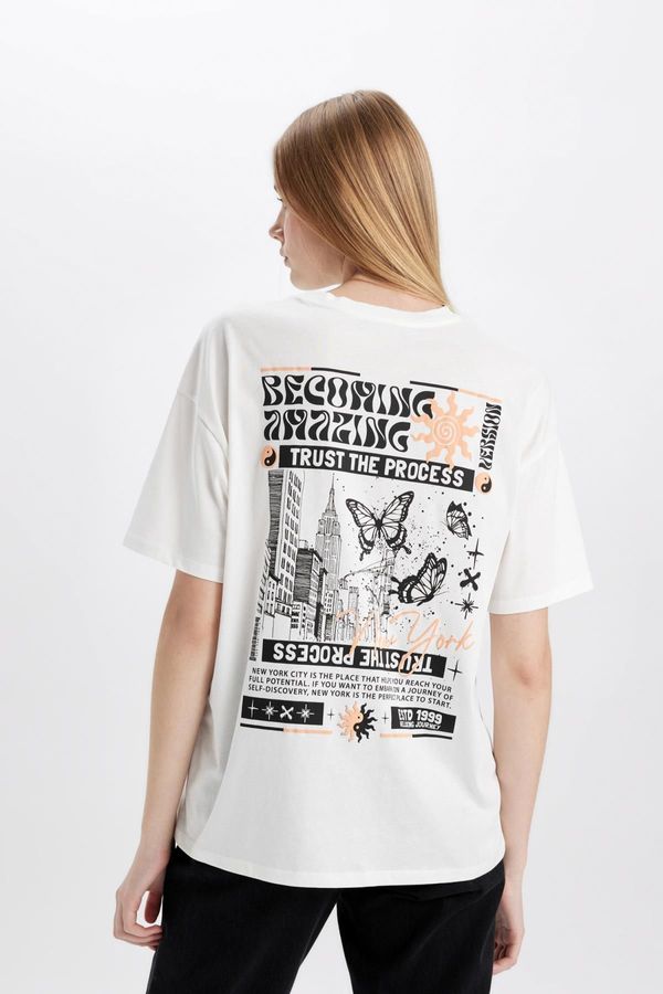 DEFACTO DEFACTO Oversize Fit Crew Neck Printed Short Sleeve T-Shirt