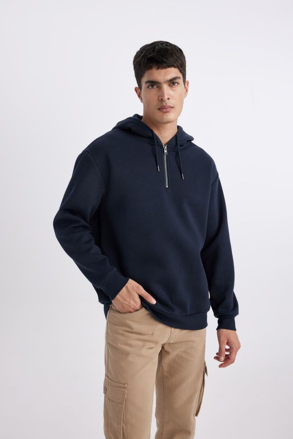 DEFACTO DEFACTO Oversize Fit Hooded Half Zip Sweatshirt