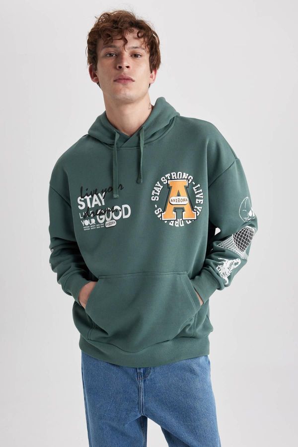 DEFACTO DEFACTO Oversize Fit Hooded Printed Sweatshirt