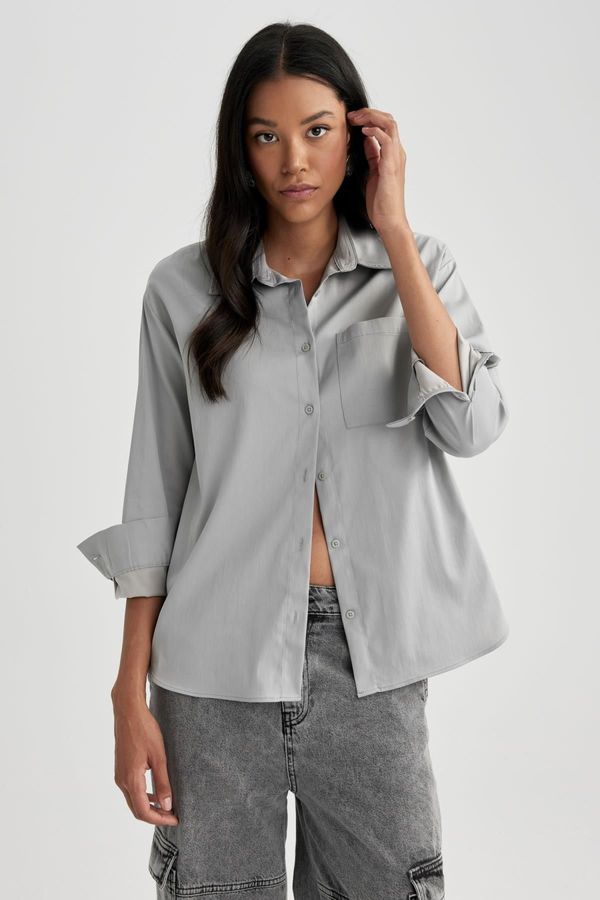 DEFACTO DEFACTO Oversize Fit Poplin Long Sleeve Shirt