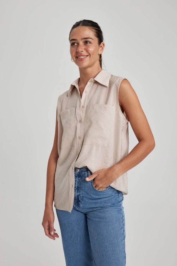DEFACTO DEFACTO Oversize Fit Shirt Collar Premium Sleeveless Shirt