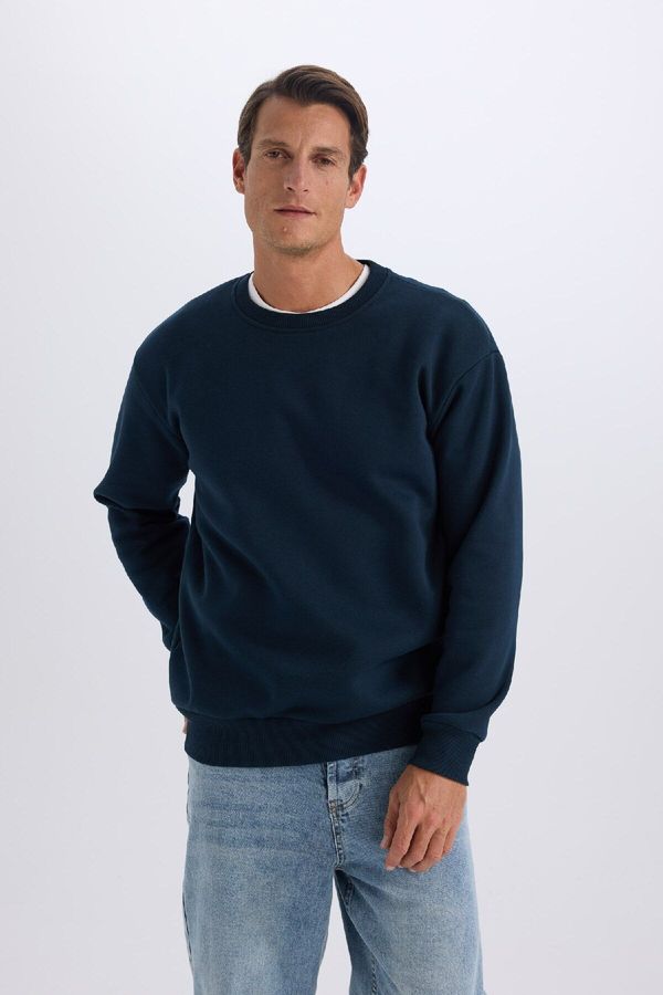 DEFACTO DEFACTO Oversize Wide Pattern Crew Neck Thick Basic Plain Sweatshirt