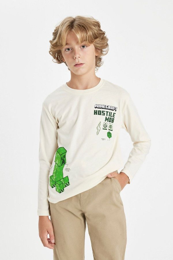 DEFACTO DEFACTO Oversized Minecraft Crew Neck Long Sleeve T-Shirt