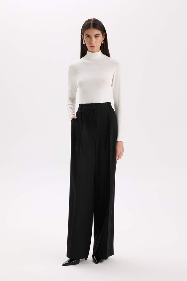 DEFACTO DEFACTO Pants Wide Leg Long Length Pocket High Waist Wide Leg