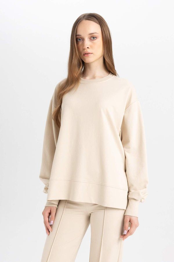 DEFACTO DEFACTO Regular Fit Crew Neck Basic Plain Sweatshirt Tunic D4800ax24au