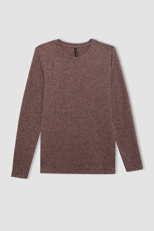 DEFACTO DEFACTO Regular Fit Crew Neck Casual Basic Plain Long Sleeve T-Shirt