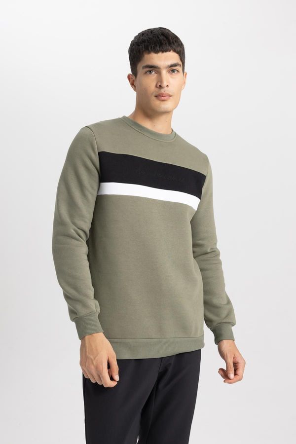 DEFACTO DEFACTO Regular Fit Crew Neck Color Block Basic Plain Sweatshirt