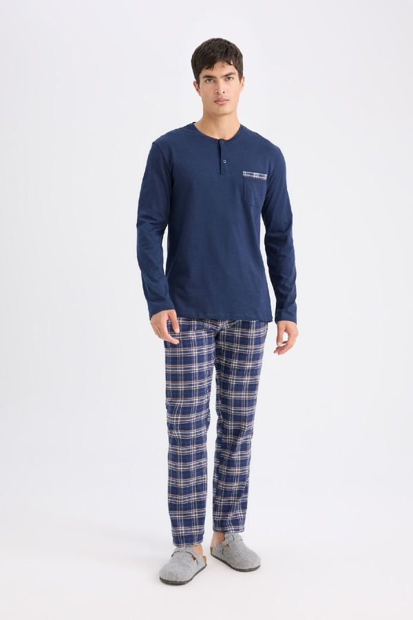 DEFACTO DEFACTO Regular Fit Crew Neck Long Sleeve Top Plaid Bottom Pajama Set