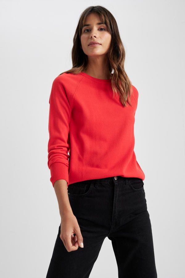 DEFACTO DEFACTO Regular Fit Crew Neck Red Sweater