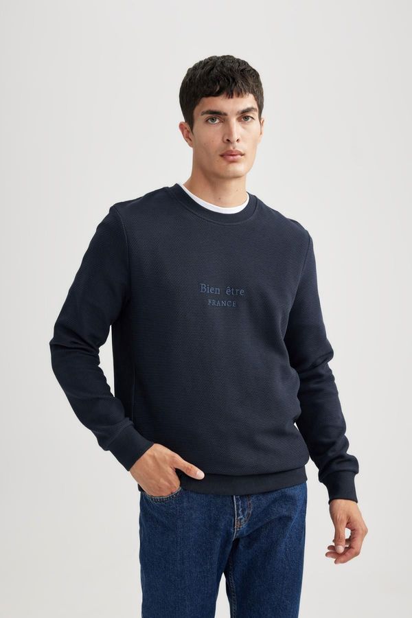 DEFACTO DEFACTO Regular Fit Crew Neck Waffle Sweatshirt