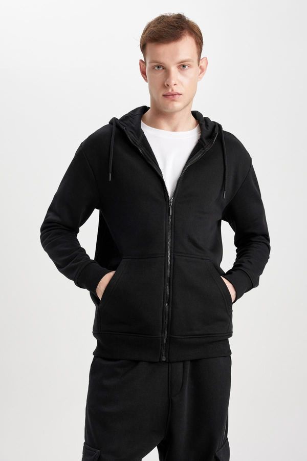 DEFACTO DEFACTO Regular Fit Hooded Soft Feather Inner Cardigan