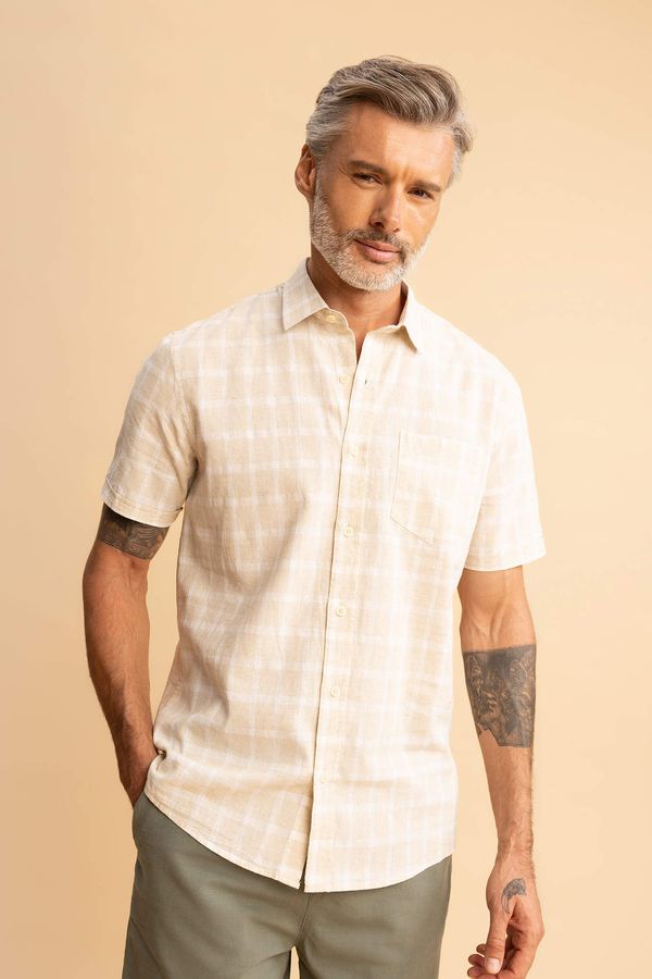 DEFACTO DEFACTO Regular Fit Linen Blend Long Sleeve Shirt