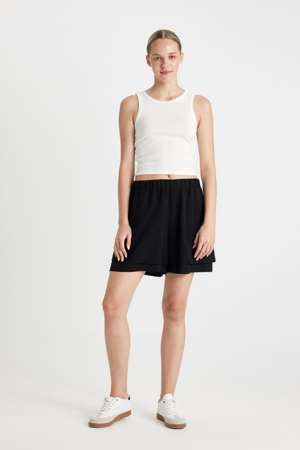 DEFACTO DEFACTO Regular Fit Normal Waist Short Leg Linen Blend Shorts