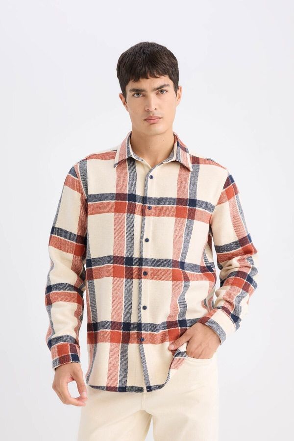 DEFACTO DEFACTO Regular Fit Plaid Flannel Long Sleeve Shirt