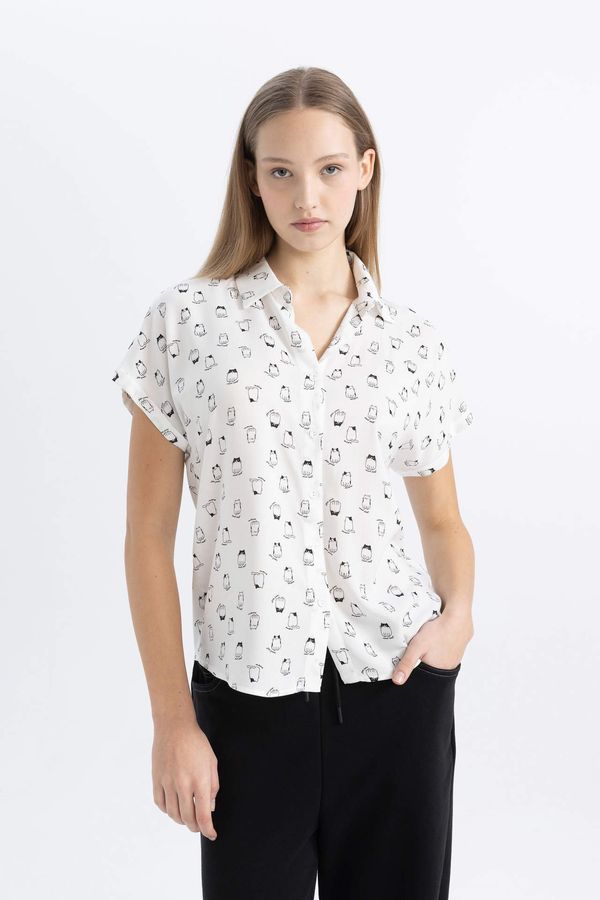 DEFACTO DEFACTO Regular Fit Shirt Collar Short Sleeve Shirt