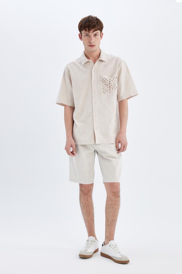 DEFACTO DEFACTO Regular Fit Straight Leg Gabardine Bermuda Shorts