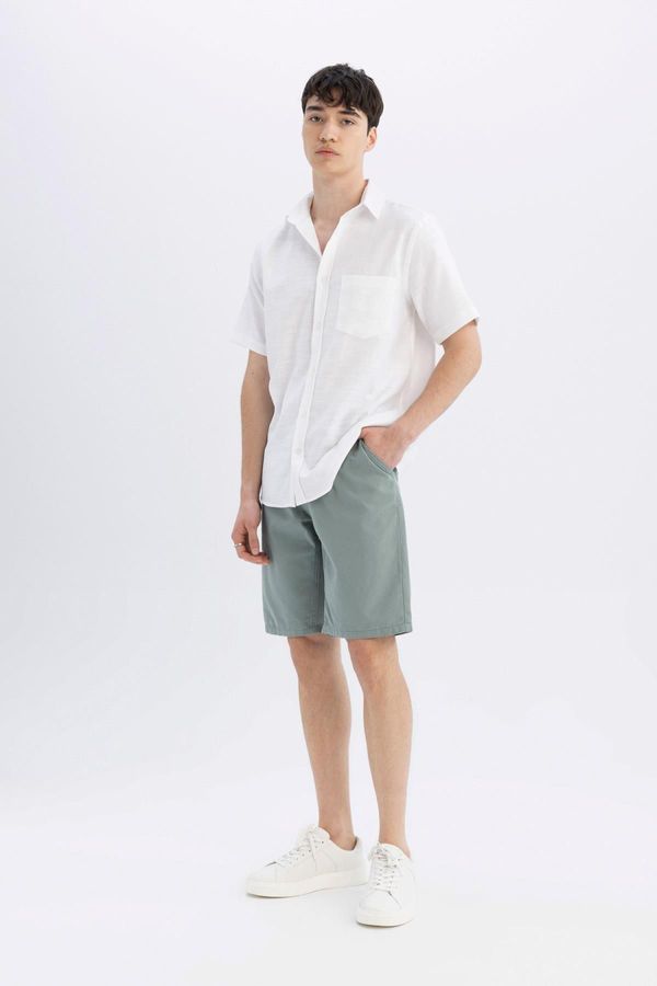 DEFACTO DEFACTO Regular Fit Straight Leg Gabardine Bermuda Shorts