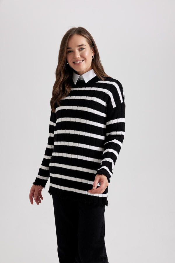 DEFACTO DEFACTO Regular Fit Striped Knitwear Sweater Tunic