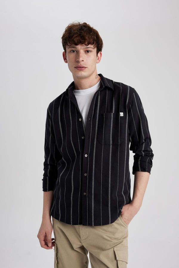 DEFACTO DEFACTO Regular Fit Striped Pocket Cotton Long Sleeve Shirt