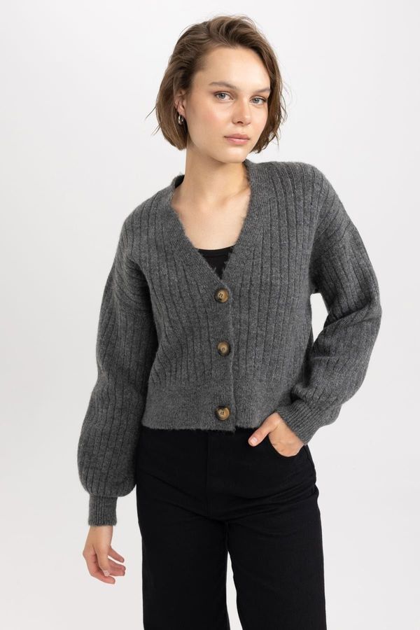 DEFACTO DEFACTO Regular Fit V-Neck Knitwear Cardigan