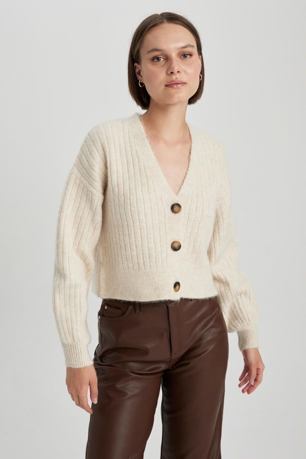 DEFACTO DEFACTO Regular Fit V-Neck Knitwear Cardigan