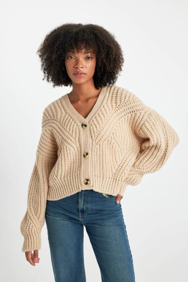 DEFACTO DEFACTO Regular Fit V-Neck Knitwear Cardigan