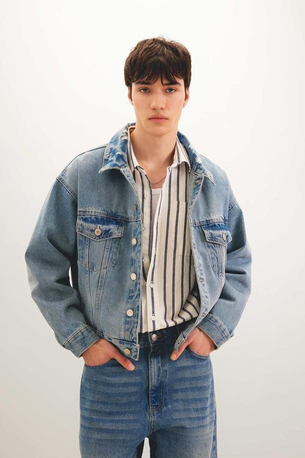 DEFACTO DEFACTO Relax Fit Buttoned Pocket Jean Jacket