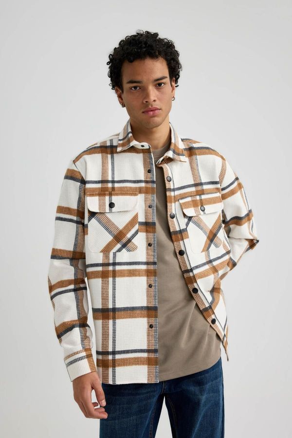 DEFACTO DEFACTO Relax Fit Checked Cotton Long Sleeve Shirt