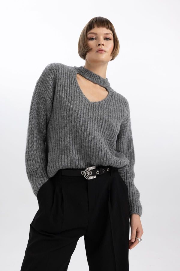 DEFACTO DEFACTO Relax Fit Choker Collar Thessaloniki Fabric Sweater