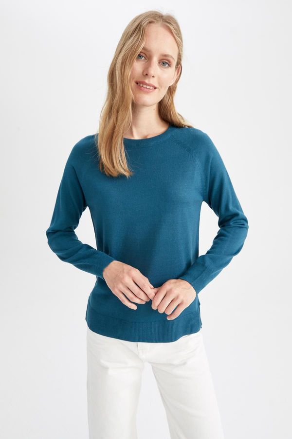 DEFACTO DEFACTO Relax Fit Crew Neck Cashmere Textured Extra Soft Sweater