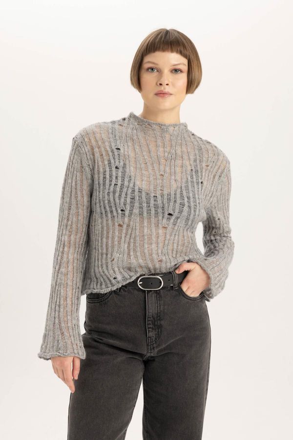 DEFACTO DEFACTO Relax Fit Half Turtleneck Lace Sweater