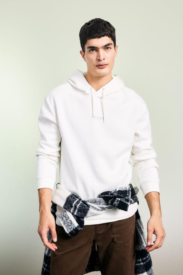 DEFACTO DEFACTO Relax Fit Hooded Thick Sweatshirt Fabric Sweatshirt