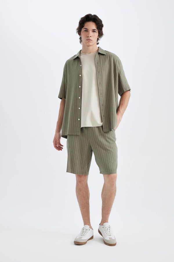 DEFACTO DEFACTO Relax Fit Linen Blend Bermuda Shorts