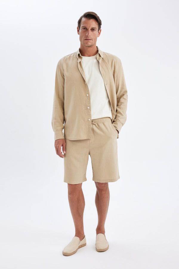 DEFACTO DEFACTO Relax Fit Linen Blend Bermuda Shorts