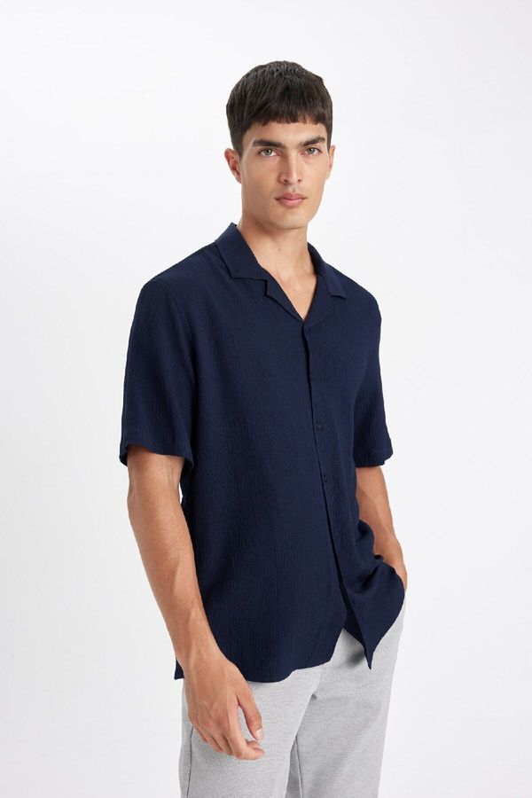 DEFACTO DEFACTO Relax Fit Polo Collar Combed Cotton Short Sleeve Shirt