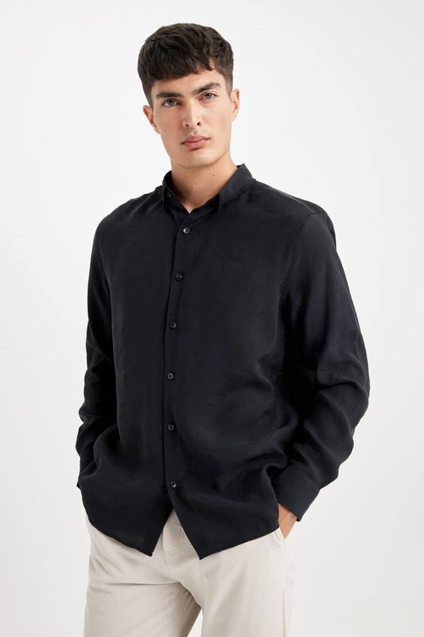 DEFACTO DEFACTO Relax Fit Polo Collar Poplin Long Sleeve Long Sleeve Shirt