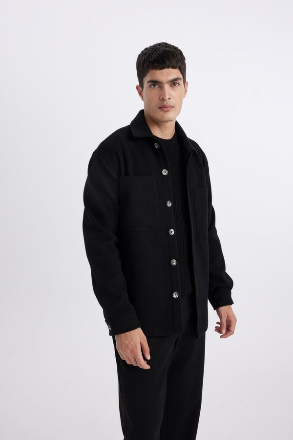 DEFACTO DEFACTO Relax Fit Polo Neck Wool Look Shirt Jacket