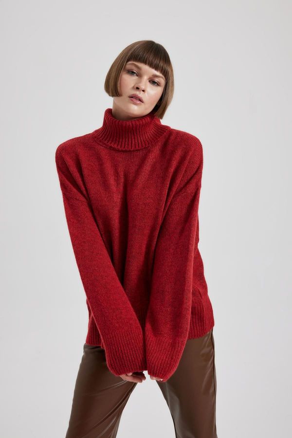 DEFACTO DEFACTO Relax Fit Red Turtleneck Sweater