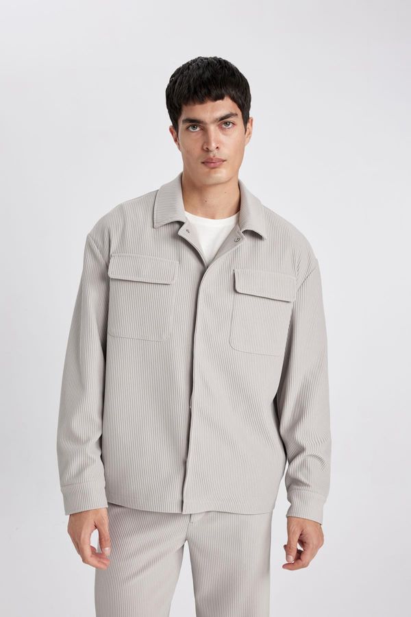 DEFACTO DEFACTO Relax Fit Shirt Collar Pleated Jacket Coat