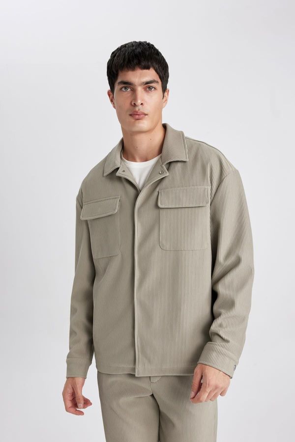 DEFACTO DEFACTO Relax Fit Shirt Collar Pleated Jacket Coat