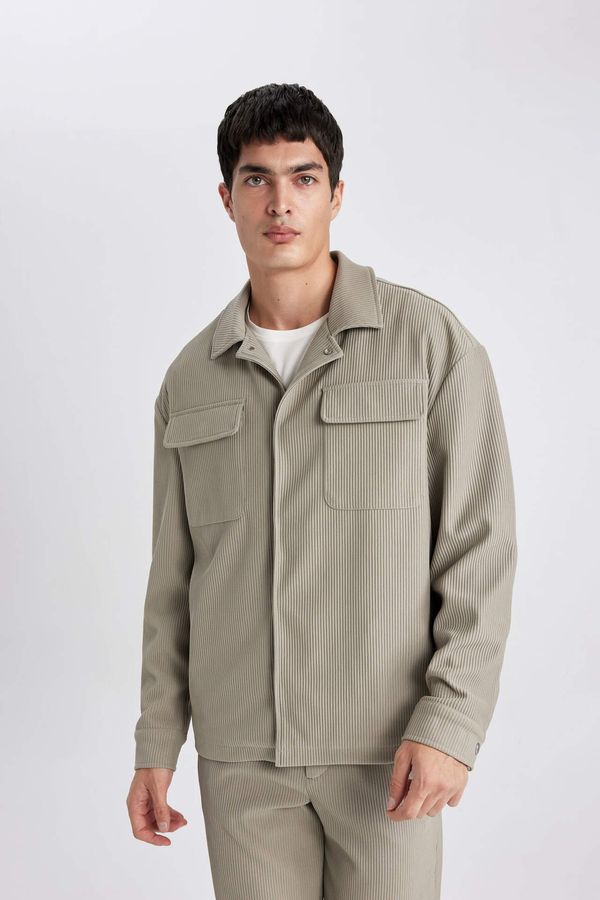 DEFACTO DEFACTO Relax Fit Shirt Collar Pleated Shirt Jacket