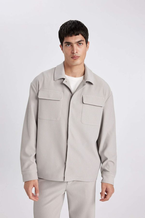 DEFACTO DEFACTO Relax Fit Shirt Collar Pleated Shirt Jacket