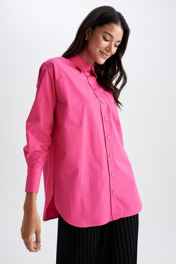 DEFACTO DEFACTO Relax Fit Shirt Collar Poplin Long Sleeve 100% Cotton Tunic