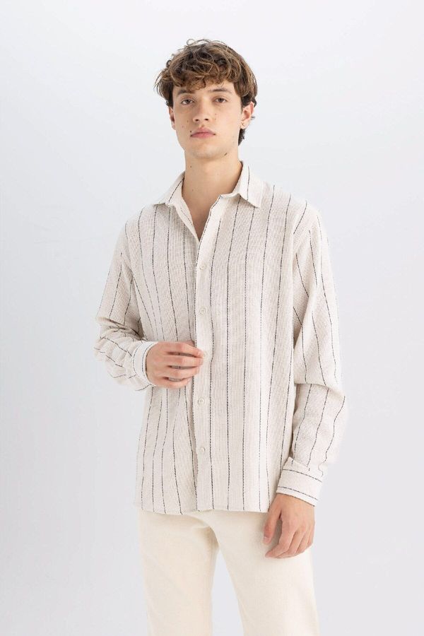 DEFACTO DEFACTO Relax Fit Striped Long Sleeve Shirt