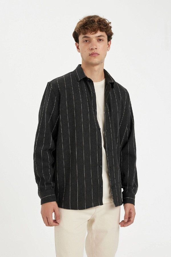 DEFACTO DEFACTO Relax Fit Striped Long Sleeve Shirt